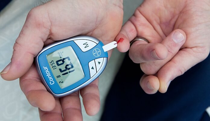 What is the normal range of blood sugar levels in a women without diabetes?