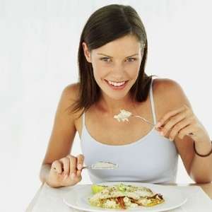 woman chewing food