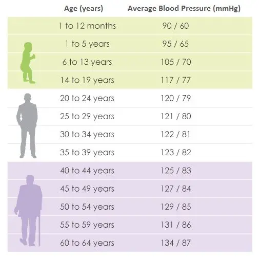 printable blood pressure chart by age and gender