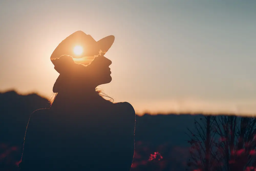 Mental health and business. Silhouette of young adult businesswoman.